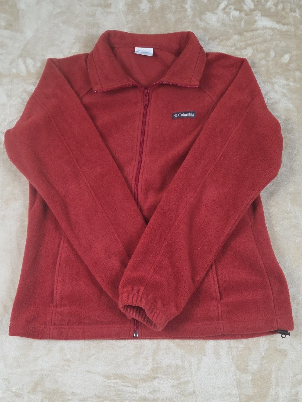 Columbia Women's Brick Red Full-Zip Teddy Fleece Jacket